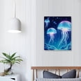 thumbnail image 3 of Lingy blue Ocean Life Theme Canvas Prints Wall Art Paintings for Living Room Wall Artworks Sea Animal  jellyfish Pictures Bedroom Decorations Home bathroom Wall decor posters 16x20 in, 3 of 4