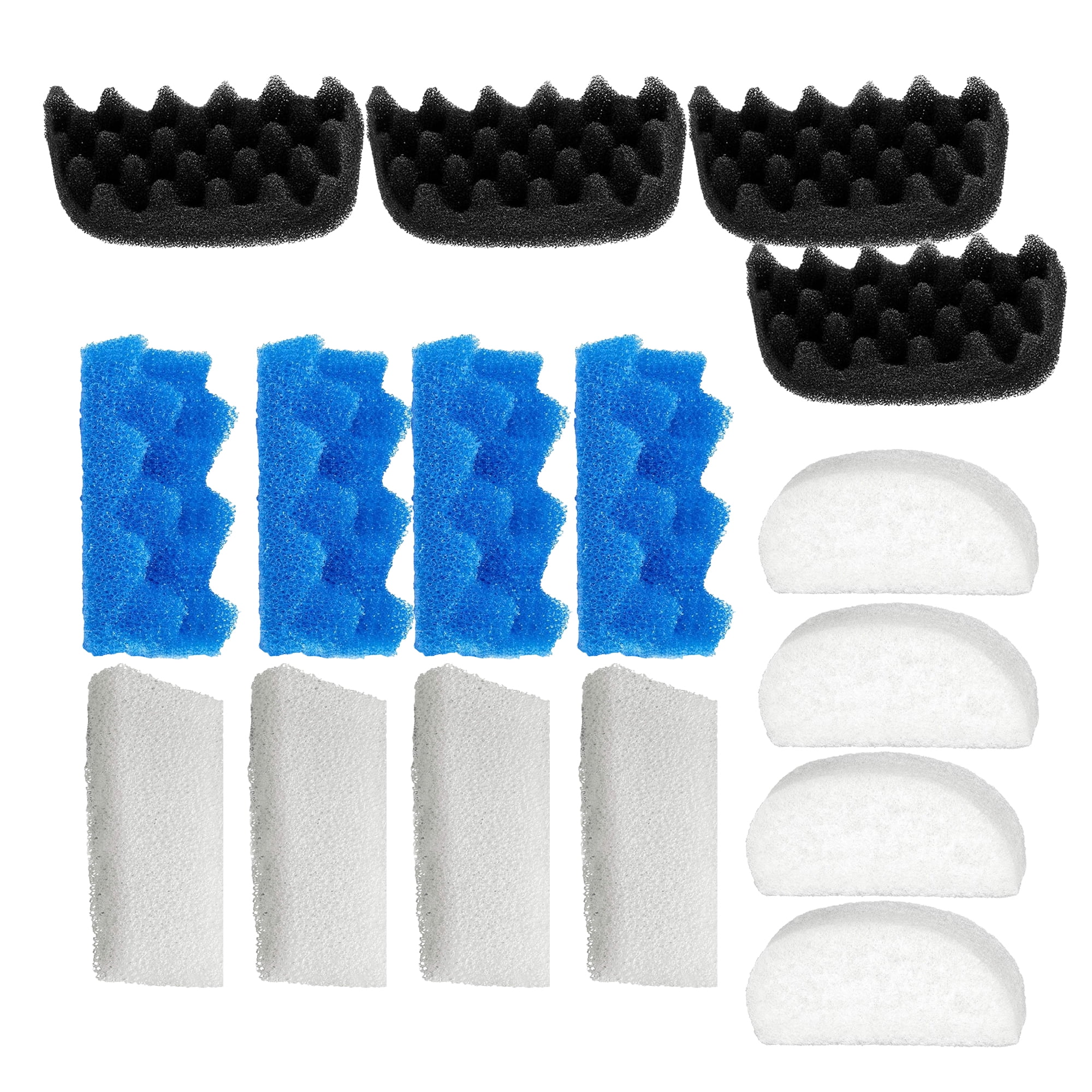 Genligt Aquarium Blue White Black Bio Sponge Foam Value Pack Compatible with Fluval 106, 107, 24 Pack