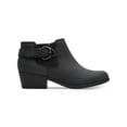 thumbnail image 3 of CLARKS COLLECTION Womens Black Cushioned Buckle Accent Adreena Round Toe Block Heel Zip-Up Leather Booties 5.5 M, 3 of 4