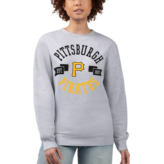 Women's G-III 4Her by Carl Banks Heather Gray Pittsburgh Pirates Team Logo Fleece Pullover Sweatshirt
