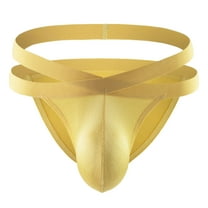 Herrnalise Men's Jockstrap Underwear Men Casual Solid Sexy Breathable Low Waist Thong Underwear Briefs Pants Sexy Underwear Set For Men For Yellow,XL