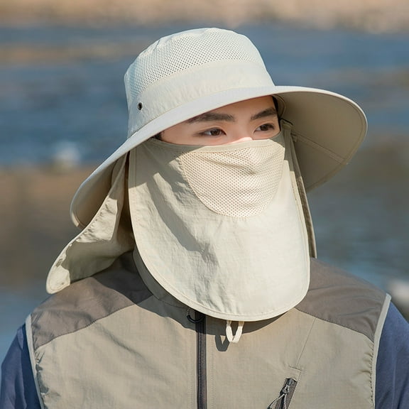 SikaFu Sunscreen Hat For Men, Summer Sunshade Hat, Face Covering Fishing Hat, Detachable Large Brim Fisherman's Hat, Waterproof Mountaineering Hat