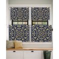 Abstract Yellow Flower Pattern on Blue Short Blackout Curtains 24 Inch ...