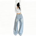 thumbnail image 6 of Mrmall Blue Sparkly Rhinestone Wide‑Leg Jeans for Women Loose Fit Y2K Denim Pants, 6 of 6