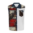 thumbnail image 4 of DPTALR Men's Independence Day American Flag Print Sleeveless Button Down Shirt,Multicolor,Big Men's,Tall Men's XL,Young Men's Tank Tops, 4 of 5