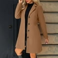 thumbnail image 2 of aohooy Long Trench Coat for Women Plus Size Single Breasted Notched Collar Peacoat A-Line Long Sleeve Overcoat Coffee,XL, 2 of 9