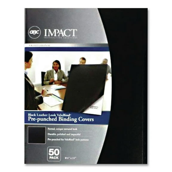 VeloBind 11 in. x 8.5 in. Pre-Punched Paper Presentation Covers with Leatherlike Texture - Black (50/Pack)