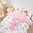 thumbnail image 3 of Manfei Cartoon Loves Print Queen Duvet Cover Set For Kids,Letter Y Initial Monogrammed Bedding For Bowtie Girls,Pink Reversible,3-Piece(No Comforter), 3 of 6