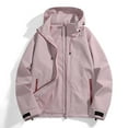 thumbnail image 2 of Fiaer Womens Rain Jacket with Hood Oversized Full Zip up Windbreaker Waterproof Raincoat Loose Fit Solid Tops for Hiking Pink XL, 2 of 3