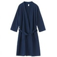 thumbnail image 1 of Bata de algodón con diseño de gofre，Batas de pareja, bata de baño tipo kimono larga，Bata de estar por casa Bata de hotel con bolsillos, 1 of 5