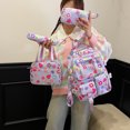 thumbnail image 2 of Weebloom Large School Backpack With Lunch Box Pencil Case For Kids Girls Cute 4Pcs Floral School Bags Set Cartoon Lightweight Travel Daypack Cute Bookbag Middle High School College Purple, 2 of 6