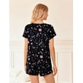 thumbnail image 3 of Ensemble de Pyjama 2 Pcs pour Femmes Manches Courtes Vêtements de Nuit Doux Col Rond Ensemble de Shorts Imprimés avec Poches P-TTG, 3 of 5