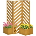 thumbnail image 1 of Outsunny Outdoor Privacy Screen with 4 Planters and 3 Hinged Privacy Panels, 1 of 10