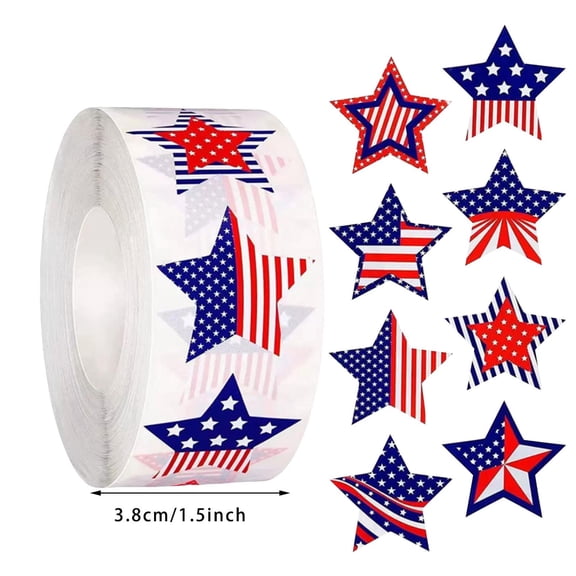 1 Roll American Flag Stickers Adhesive Patriotic Sticker Independence Day Decor