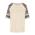 thumbnail image 5 of USSUMA Leopard Print T-Shirts for Women Trendy Color Block Basic Women's Shirts and Blouses 3/4 Sleeve Women Tops Dressy Casual Summer Round Neck Plus Tunics Beach, 5 of 8