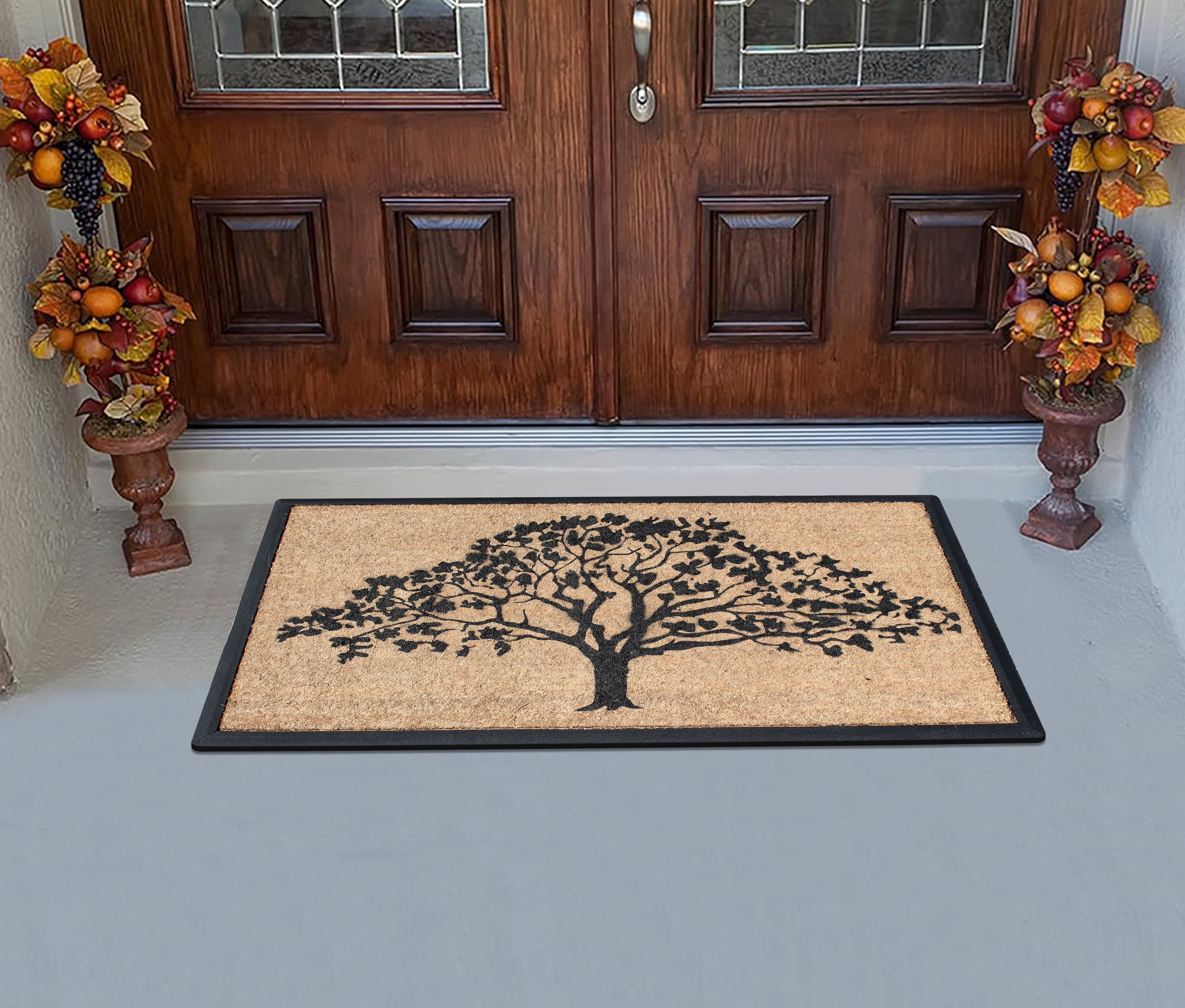 A1HC First Impression Hand-Crafted Rubber Coir Life of Tree Double Door Mat, 30"X48"