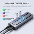 thumbnail image 2 of Hub USB SSK alimentado por 10 puertos USB 3.0 con adaptador de 60 W, 2 of 7