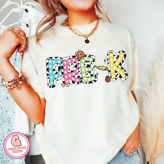 Pre-K Teacher T-Shirt, Retro Bright Dalmatian Dots Back to School Tee, Cute Preschool Teacher Life Shirt, Classroom Gift for Educators