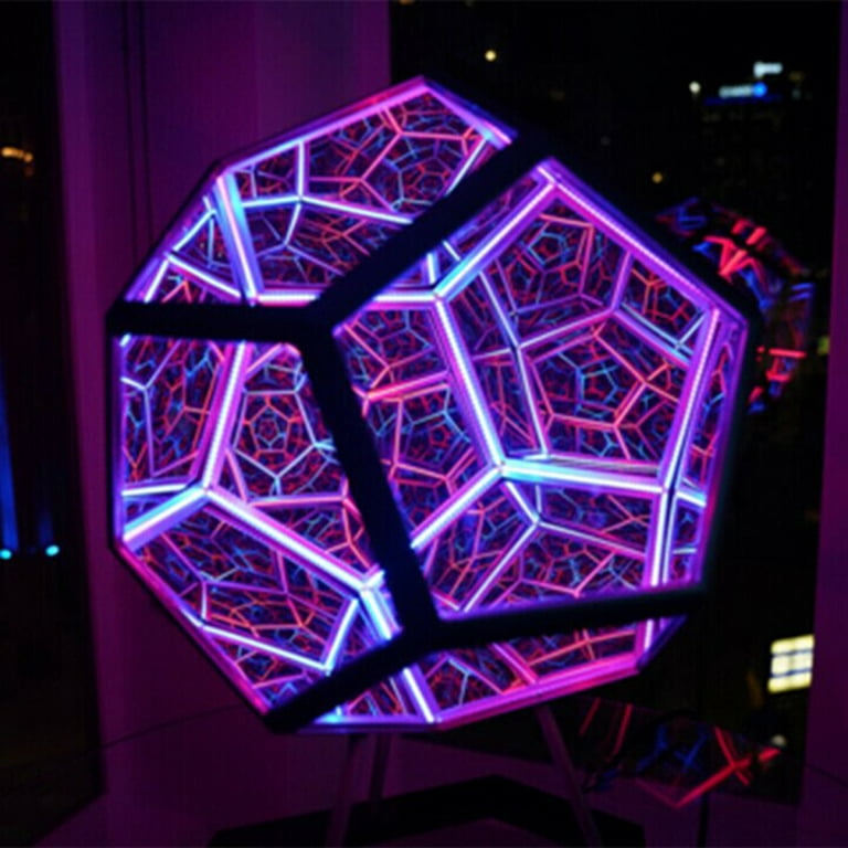 Glonme Home Decorated Colorful Dodecahedron Art Bedroom Gifts Night Light  Infinite House 3D Decorative Dimmable Fantasy 