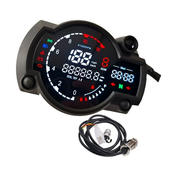 12V Motorcycle Instrument Cluster Digital Speedometer Odometer Fuels Indicators ABS Housing Speed Measurement Unit