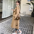 thumbnail image 5 of Fall Winter Women Jacket Double-breasted Buttons Solid Color Turn-down Collar with Belt Mid Length Windproof Outdoor Overcoat, 5 of 7