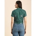 thumbnail image 3 of Moomaya Womens Printed Crop Shirt, Short Sleeves, Buttoned Shot Top, 3 of 9