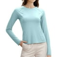 thumbnail image 3 of Ediodpoh Women's Protective Wicking Long Sleeve Yoga Fitness Shirt & Breathable for Running & Sports Womens Tops Light Blue S, 3 of 7