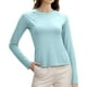 thumbnail image 2 of MHFRRA Camiseta de Yoga de Manga Larga Transpirable y Protectora para Mujer, Ideal para Correr y Hacer deporte. Azul Claro, 2 of 6