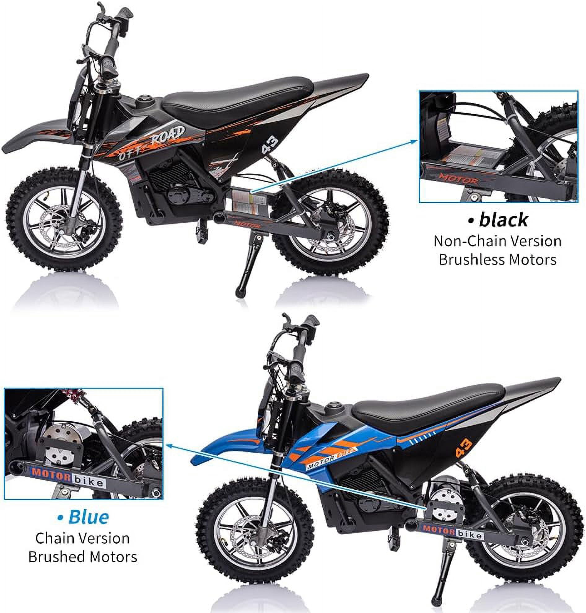 Luku Motorcycle, 36V Ride on Dirt Bike Motorcycle for Teens, Outdoor 500W Motor Off Road Motorcycle, Dirt Bike with Leather Seats, Black