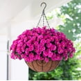thumbnail image 2 of Artificial Fake Hanging Flowers Plants Basket for Outdoor Spring Summer Decoration, Faux Silk Flowers Outside Look Real Morning Glory UV Resistant for Porch Patio Balcony Garden Yard Home, Fuchsia, 2 of 31