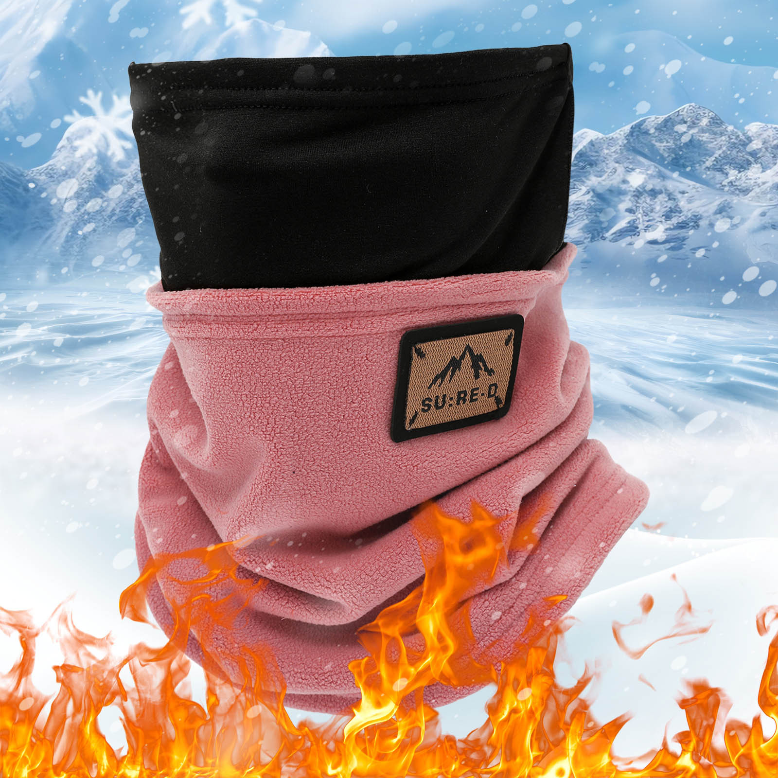 Tanhomme 2Pack Winter Neck Gaiters, Fleece Neck Gaiter, Fleece Neck Warmer, Ski Gaiter Unisex Winter Ski Neck Warmer Neck Knit Plush Warmer Sleeve Neck Cover Lovers Scarf Thick Windproof Ring Scarf