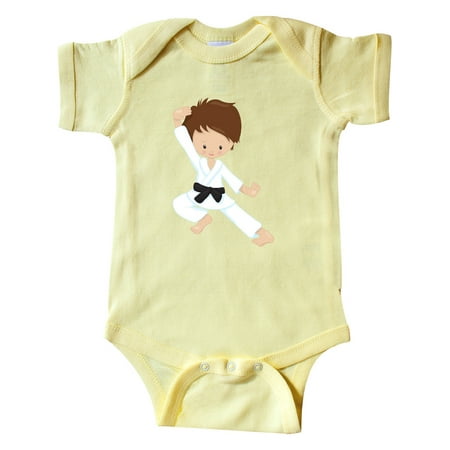 

Inktastic Cute Boy Brown Hair Black Belt Karate Pose Gift Baby Boy Bodysuit
