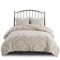 thumbnail image 3 of JERFIT King Size Comforter Set 3-Piece, Taupe Tufted Chenille Bedding, Damask Pattern, Hypoallergenic Polyester Filling, Machine Washable, 3 of 10