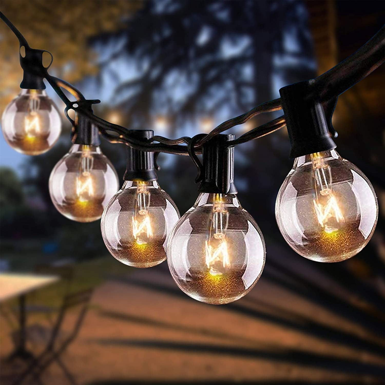 DAMAING Outdoor String Lights 100FT Globe String Lights with 52 Dimmable G40 Shatterproof LED Bulbs,Waterproof Connectable Patio Light String Lights for Backyard Hanging Lights,2700K Warm Glow 