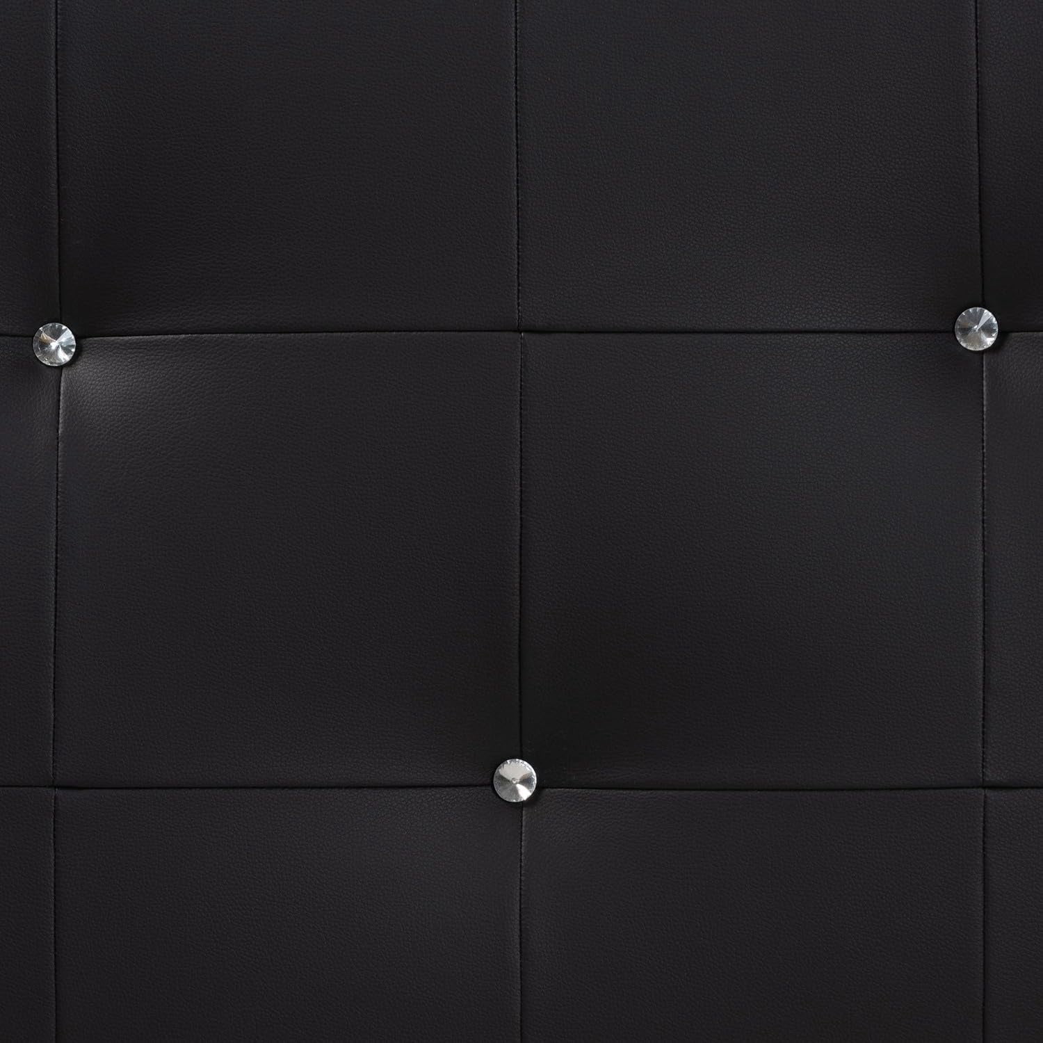 Baxton Studio Dalini Faux Leather Tufted Full Panel Headboard, Black