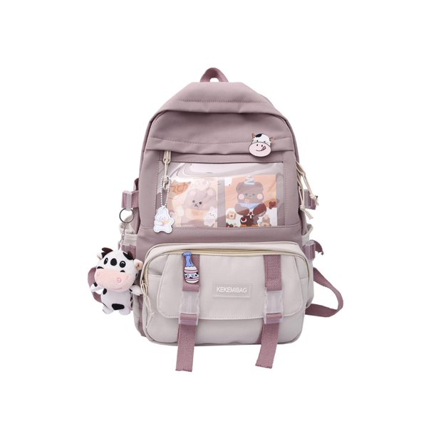 Mochila Lona para Estudiante Con Lindo Color Éxito para Mujer Con (púrpura)