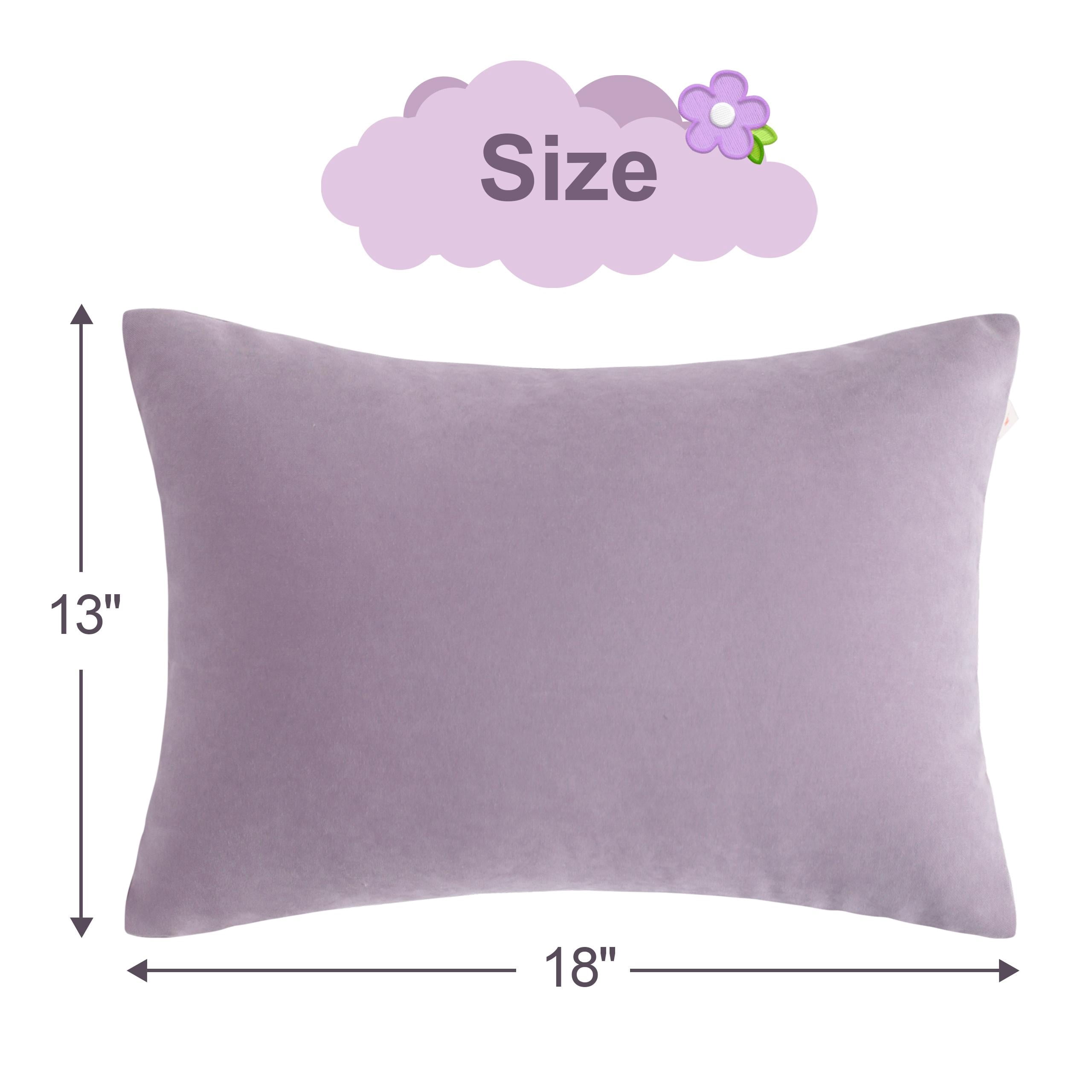 Flxxie 2 Pack Microfiber Soft Toddler Pillows for Sleeping, Small Kids Travel Pillows, Machine Washable, Perfect for Toddler Bed, 13" x 18", Lavender