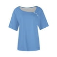 thumbnail image 3 of Usted Es Más Que una Camisa de Puntuación de Prueba, de Moda Casual Color Sólido Botón de Manga Corta Cuello en V para Mujeres, 3 of 5