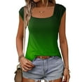 thumbnail image 6 of Summer Savings Clearance Summer Cap Sleeve Tops for Women 2024 Gradient Color Shirt Fashion Square Neck Tshirt Tops Vacation Basic Shirt Blouse, 6 of 8