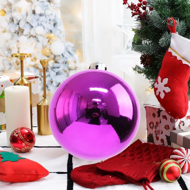 Bolas De Navidad De Plástico Adorno navideño de plástico irrompible de 15 cm, esfera rosa fucsia de 15 cm para decoración interior y exterior (1 unidad) Rkxzt