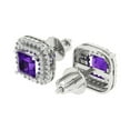 thumbnail image 2 of 1.96 ct Screw-Back Stud Earrings for Women | 5mm Princess Cut Natural Amethyst | 18K White Gold, 2 of 5