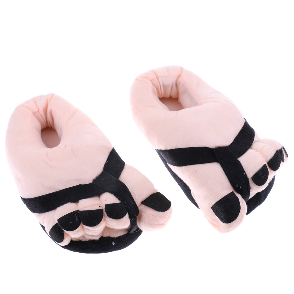 Funny Big Toe Feet Warm Soft Plush Indoor Slippers Unisex Adult Gift Shoes 