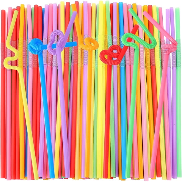 100 pajitas de plástico flexibles de colores, NOGIS, desechables, flexibles, para fiestas, de 32 cm de largo, extra largas, para decoración de fiestas, sin BPA, 6 mm de diámetro.