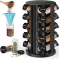 thumbnail image 1 of Rotating Spice Jars with Rack Revolving Spice Rack with 20 Spice Jars Kitchen Spice Tower Organizer Stainless Steel with Stickers and Folding Funnel for Countertop or Cabinet, Silver, 1 of 4