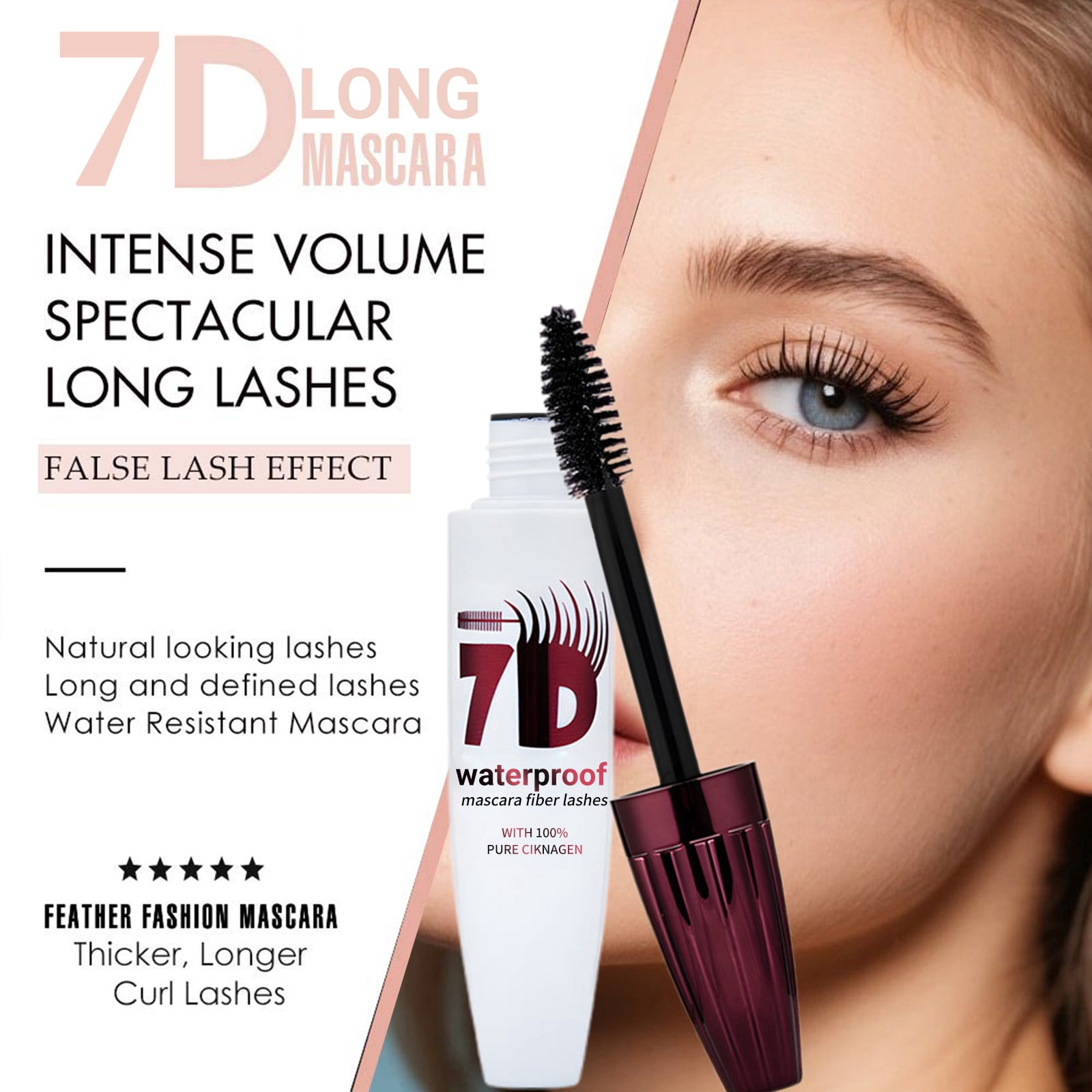 2026 New 7D Mascara Fiber Lashes Waterproof – Advanced Black Colossal Mascara, Thickening & Lengthening, Defined Curl, Smudge-Proof, Quick-Drying (2PCS)