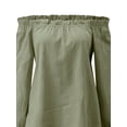thumbnail image 3 of Gomelly Women T Shirt Solid Color T-shirt Loose Tee Ladies Casual Loungewear Pullover Long Sleeve Tunic Blouse Military Green M, 3 of 6