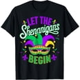 thumbnail image 1 of ALVORD Let The Shenanigans Begin Mardi Gras Mask T-Shirt Unisex S-5XL, 1 of 4