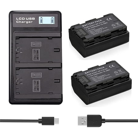 2 Pack 2280mAh NP-FZ100 Rechargable Batteries and Dual Charger for Sony NP-FZ100 and Sony Alpha A7II (7.2V 2280mAh Battery)