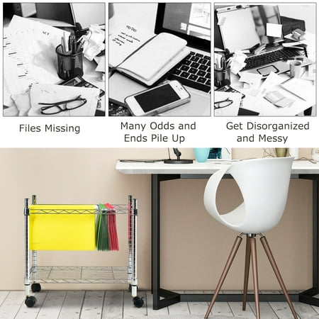 Costway Metal Rolling File Cart For Letter Size And Legal Costway Metal Rolling File Cart For
