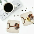 thumbnail image 4 of Honeii Books Key To Knowledge Print Leather Coaster Set of 4, Ideal for Safeguarding Your Furniture from Drinks Spills and Effortless Cleanup-Square, 4 of 6